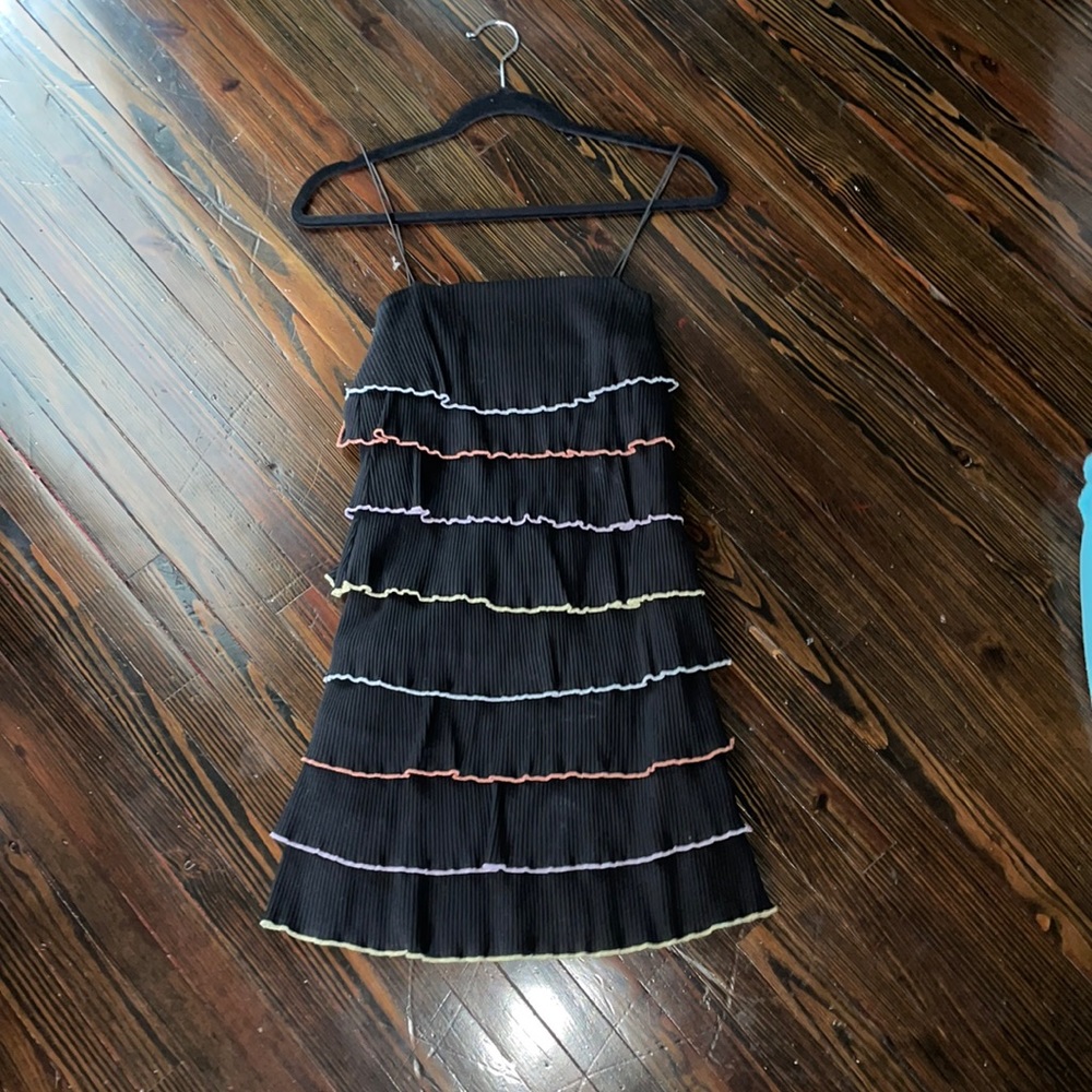 Blue Blush ruffled tier mini dress